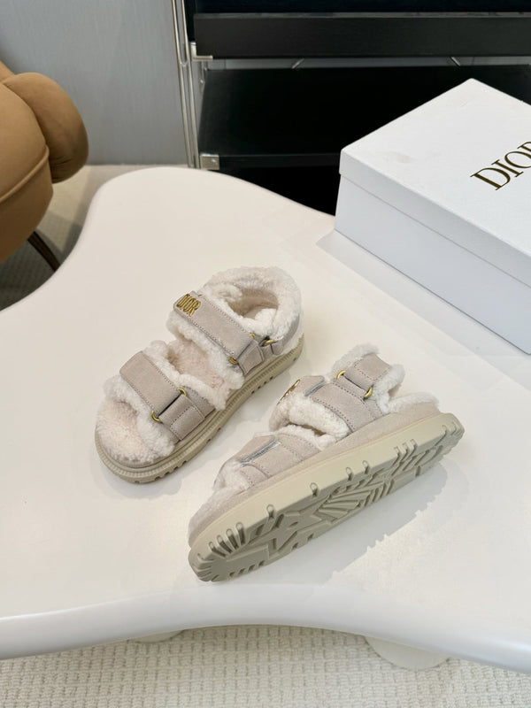 CD Dioract Sandal Light Gray Suede Wool 529376