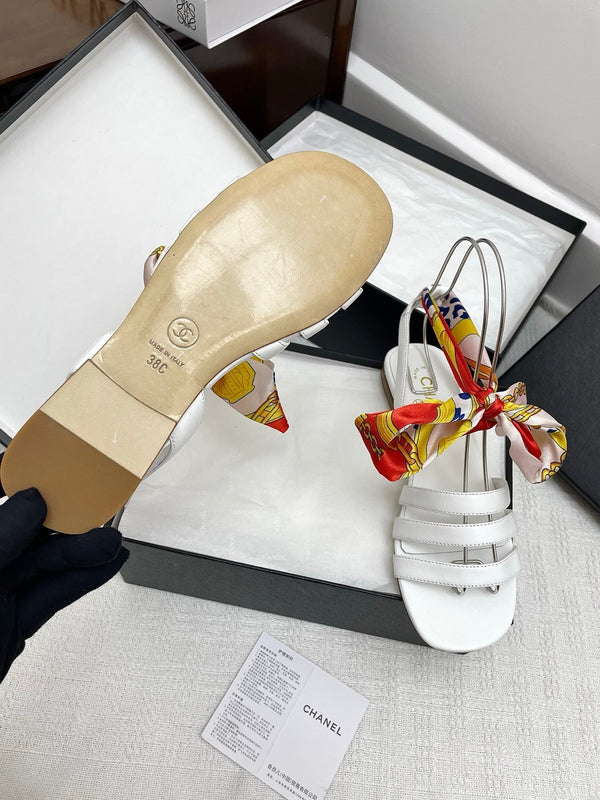 CC 25SS Sandals Three Straps White Calfskin 338324