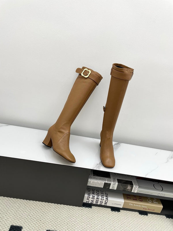 Miumiu 25 Long Boot Brown Leather 549775