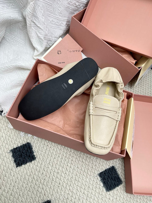 Miu Ruches Light Beige Leather 611333