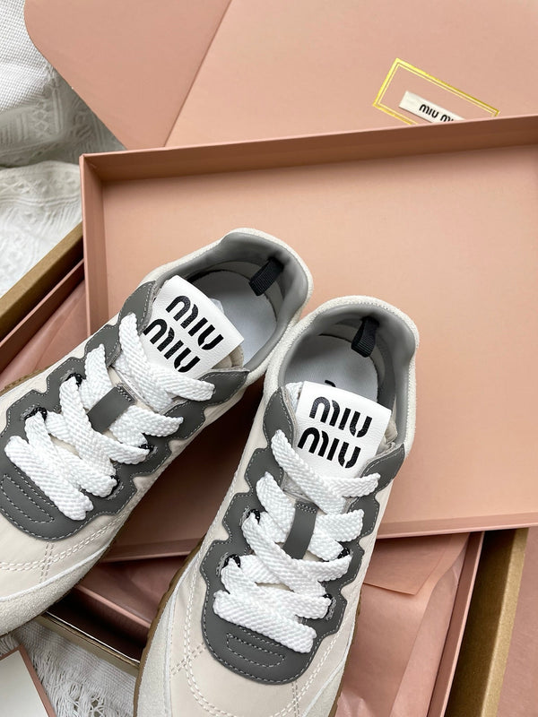 Miu Tyre Sneaker Ivory Taupe Suede 611343