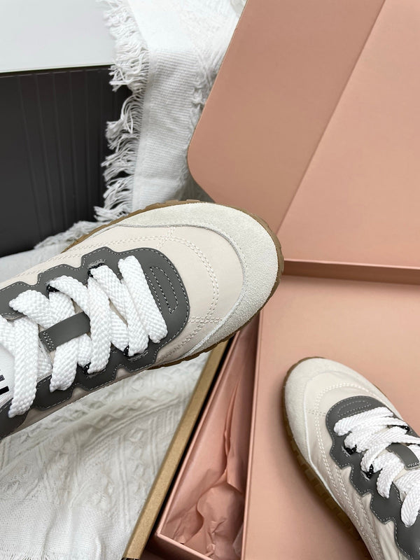 Miu Tyre Sneaker Ivory Taupe Suede 611343