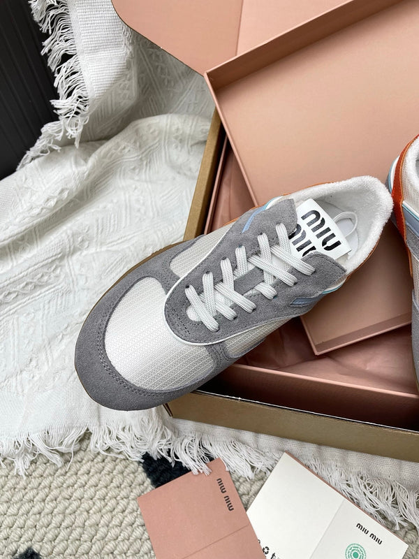 Miu Gymnasium Sneaker Grey Mesh Suede 611346