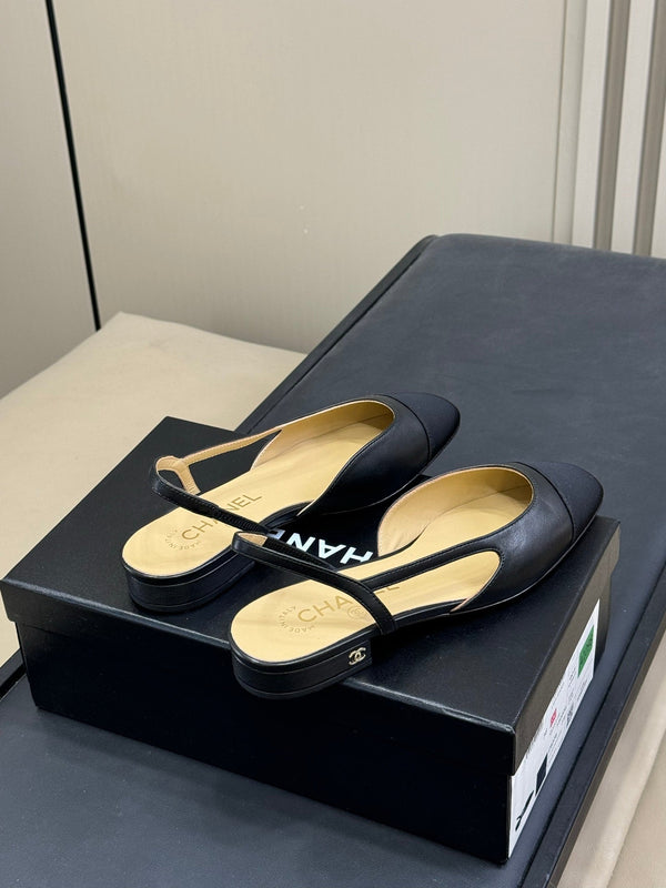 CC Classic Slingback Black Beige Goatskin Black Grosgrain 282286