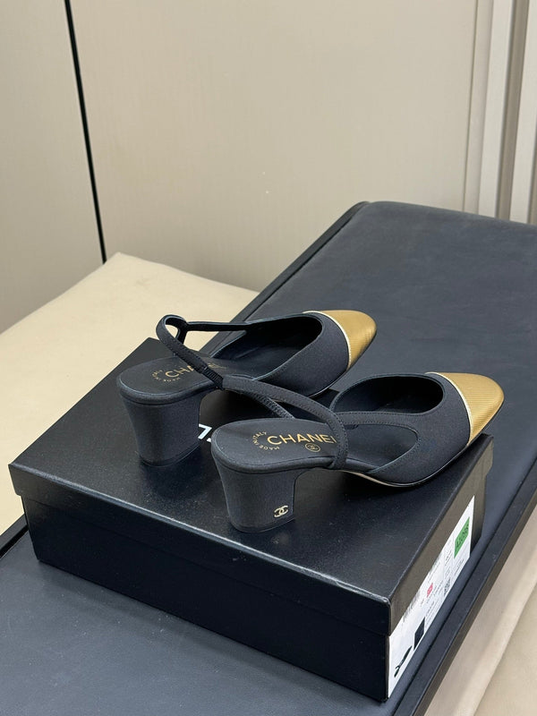 CC Classic Slingback Black Fabric Mix Gold 282287