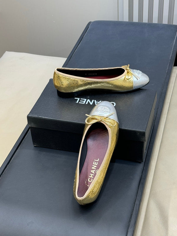 CC 26ss Ballet Flats Gold Sliver Leather 623155