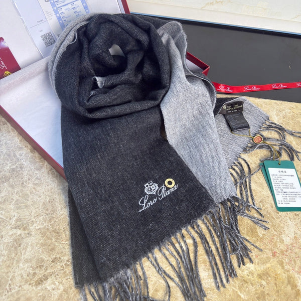 Loro Piana Long Scarf Grey Melange Cashmere 150393