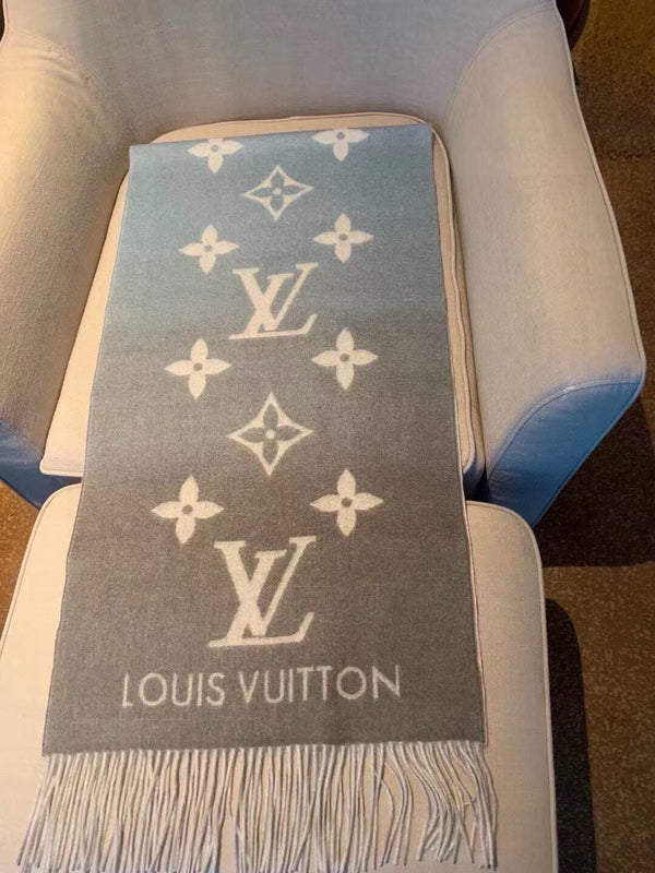 LV Gradient Pure Scarf 190cm Pastel Pink Blue Tones Cashmere 150396