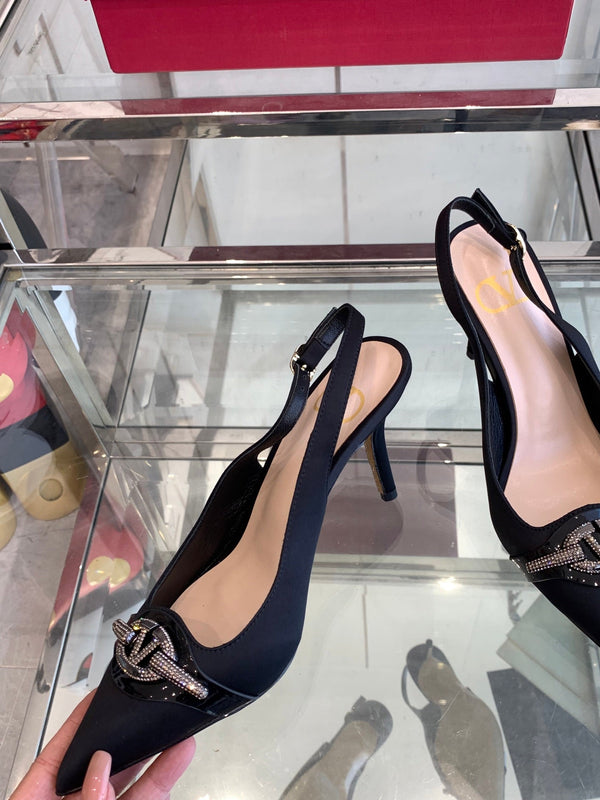 VT 25 High Heels Slingbacks Black Cowhide 292352