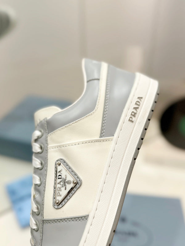 PRA DOWNTOWN PERFORATED SNEAKERS WHITE AND GRAY CALFSKIN