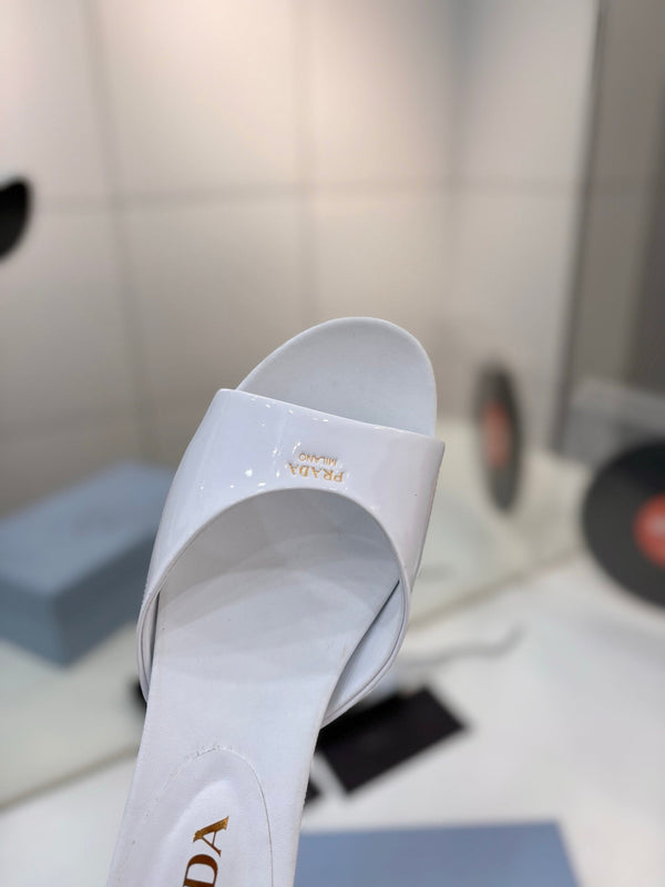 Pra Kitten Heel Sandals 4cm White Patent Leather 834600