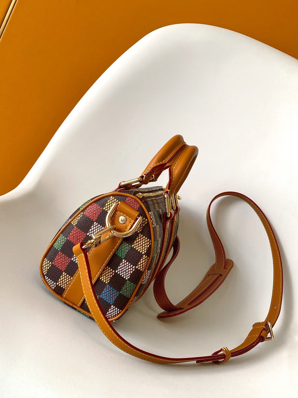 Lv Keepall Bandouliere 25 Multicolor Damier Ebene Canvas GHW