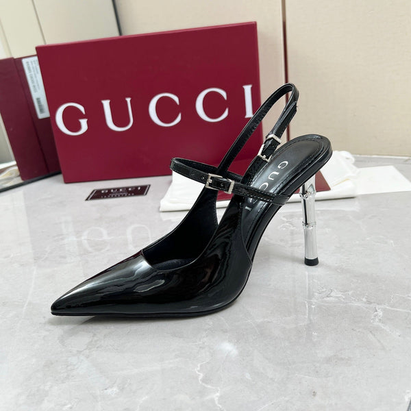 GC 25 Heeled 95mm Slingback Pump Black Patent Leather 293865