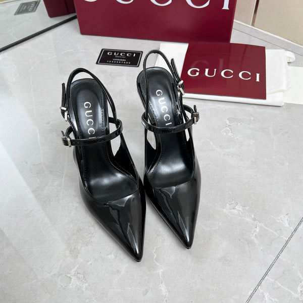 GC 25 Heeled 95mm Slingback Pump Black Patent Leather 293865