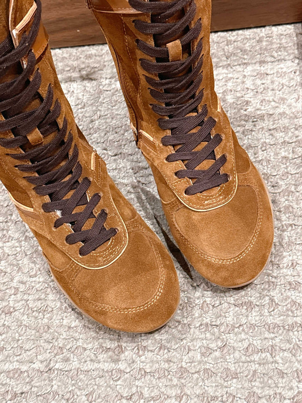 Miumiu 25 Boot Brown Suede Calfskin 553693