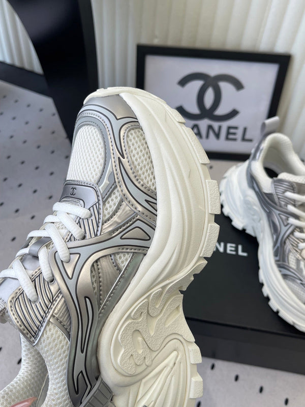CC Platform Sneakers Gold White Mesh Rubber 611803