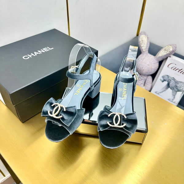 cc 25 bow sandal 50mm blue velvet 238482