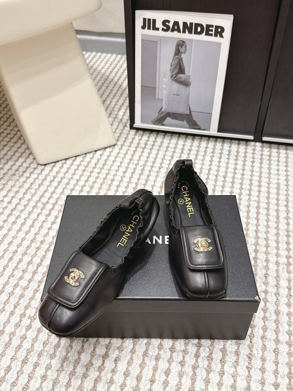 CC Ballet Flats Full Black Soft Leather 721502