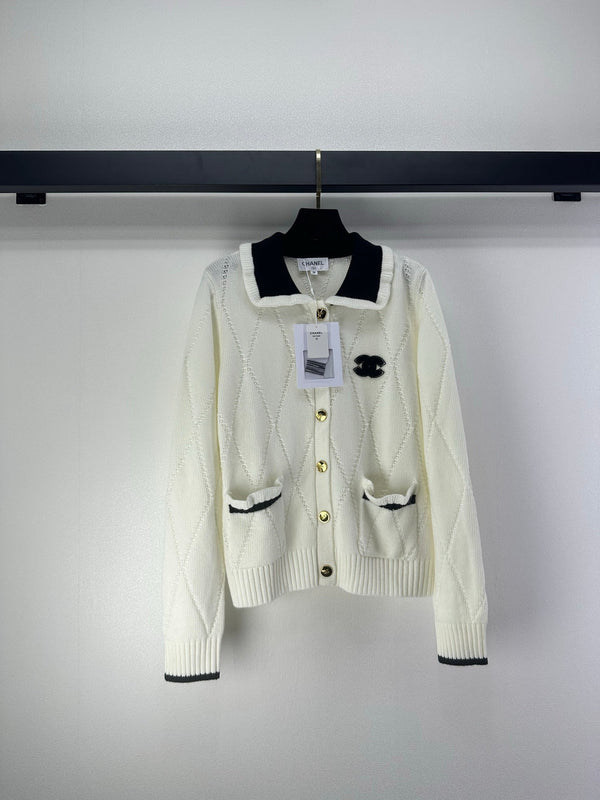 CC 26s Cardigan Black White Wool Nylon 345977