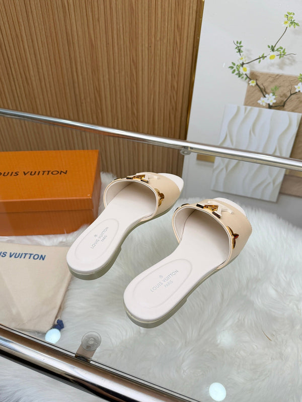 LV Mare Flat Mule Light Beige Sheepskin
