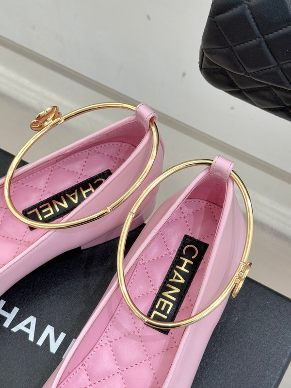CC 26C Ribbon Double C Camellia Mary Jane Pink Black Lambskin
