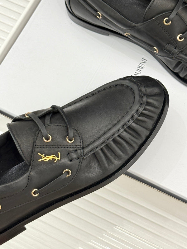 YSL 26s Le Bateau Loafer Black Calfskin 992283