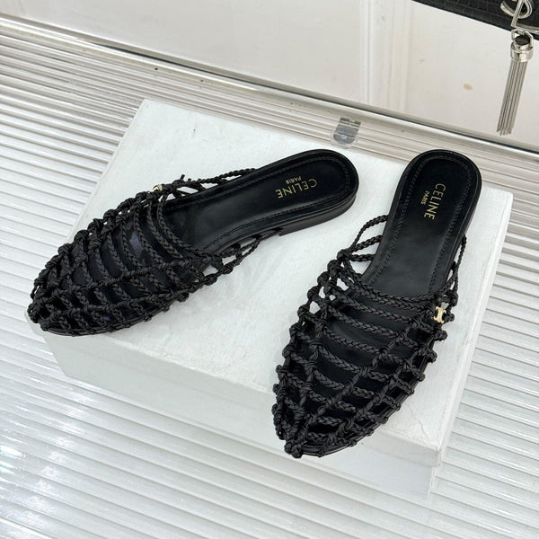CE 26s Scoobie Braided Mules Black Lambskin 991451