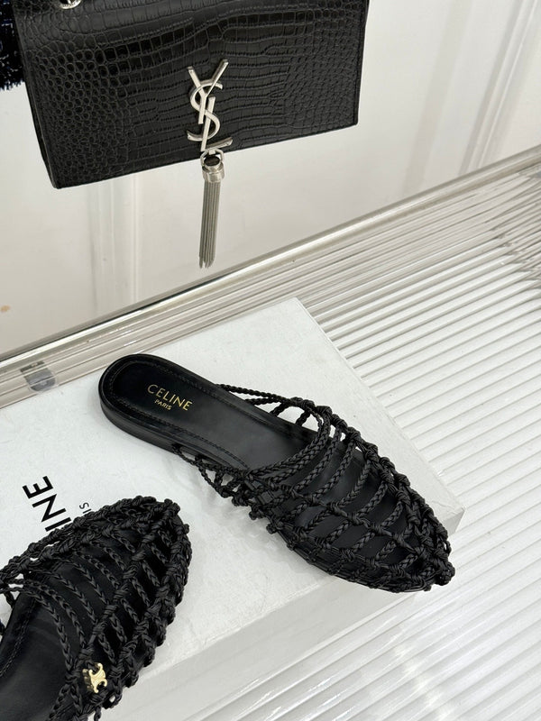 CE 26s Scoobie Braided Mules Black Lambskin 991451