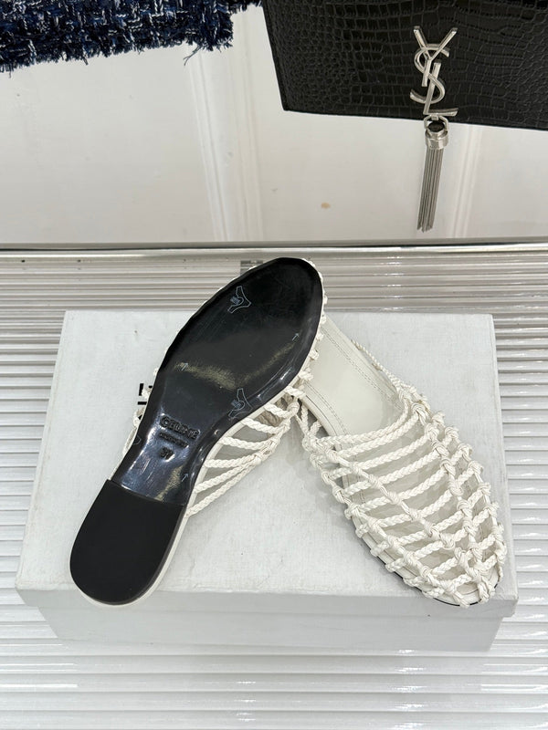 CE 26s Scoobie Braided Mules White Lambskin 991452