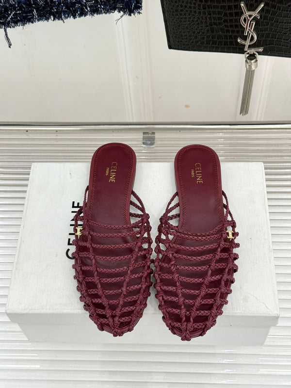 CE 26s Scoobie Braided Mules Burgundy Lambskin 991453