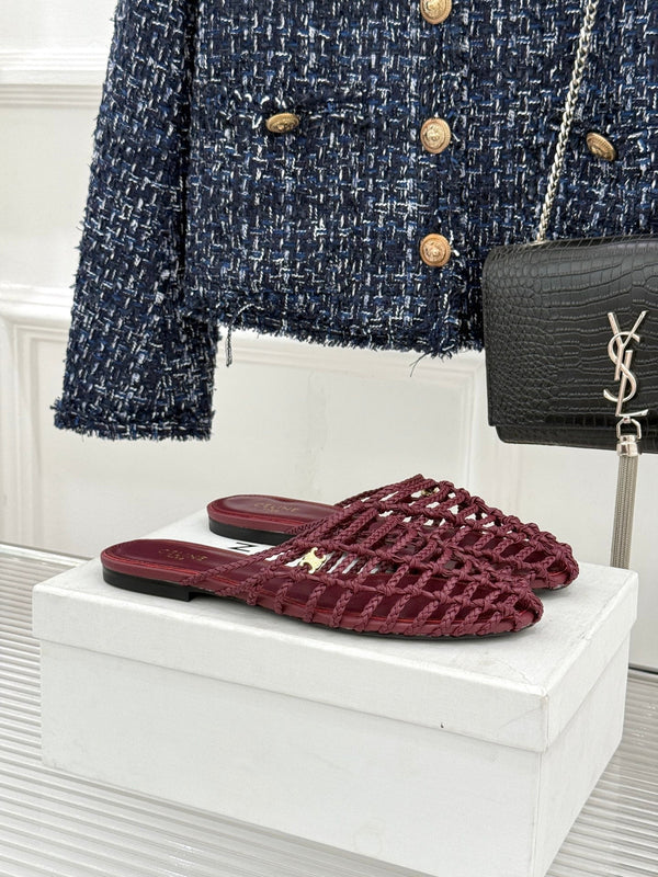 CE 26s Scoobie Braided Mules Burgundy Lambskin 991453