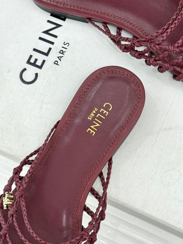 CE 26s Scoobie Braided Mules Burgundy Lambskin 991453