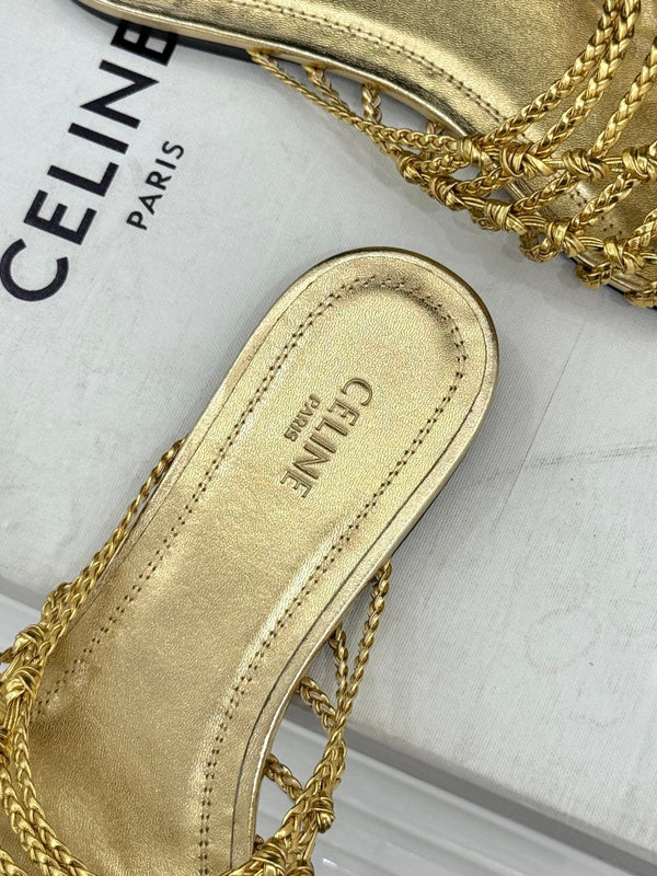 CE 26s Scoobie Braided Mules Gold Lambskin 991454