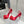 DC Flower High Heel Sandals 105mm Red Satin & Sheepskin 359506