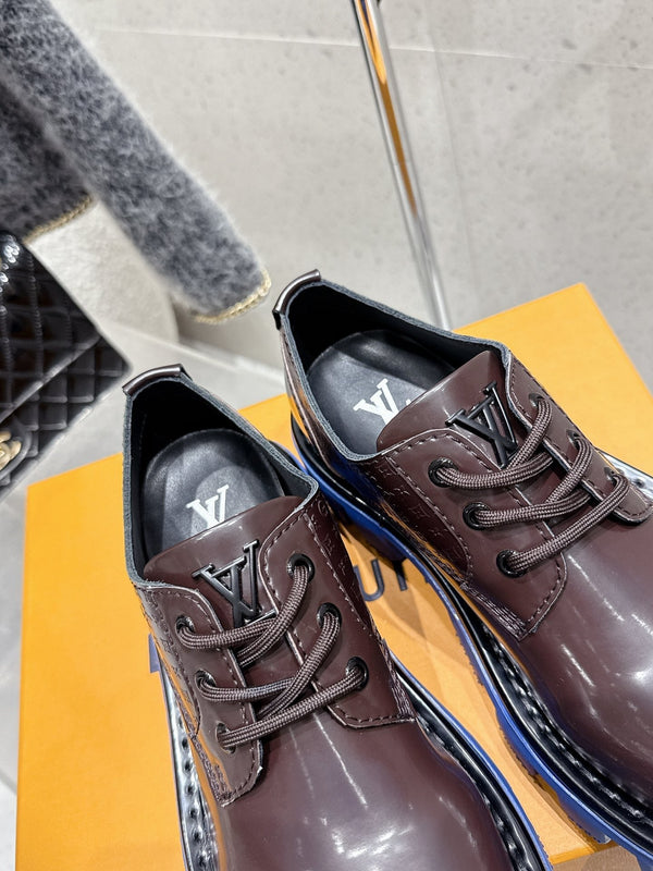 LV Checker Derby Sneaker Brown Patent Leather 610746