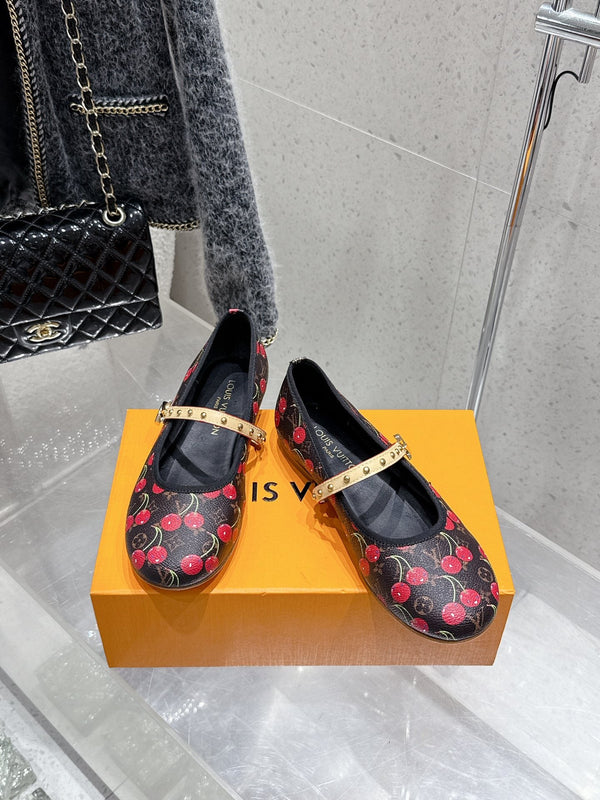 LV Romy Flat Cherry Brown Monogram Cowhide 610857
