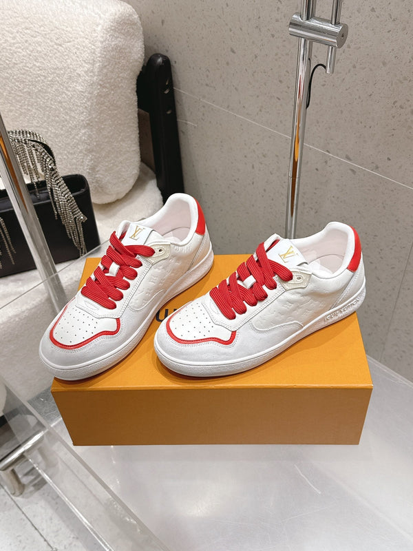 LV Trainer Sneaker White Mix Red Cowhide Suede 610805