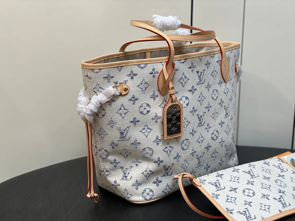 neverfull mm 31 multicolor beige monogram jacquard fabric