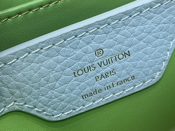 CAPUCINES MINI 21 GREEN TAURILLON TURQUOISE SILVER HARDWARE