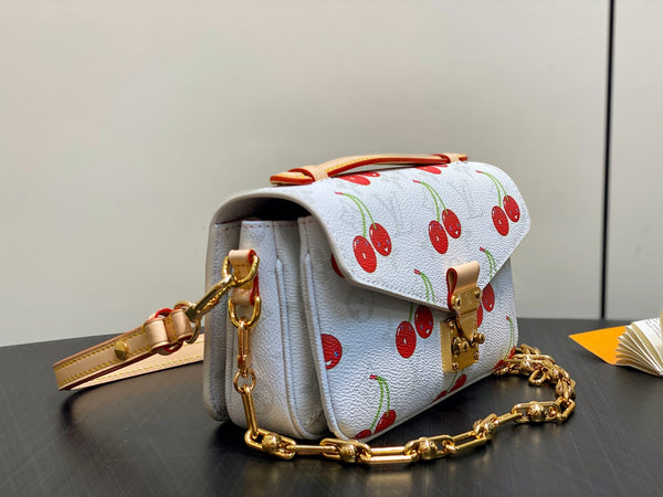LV x TM Pochette Métis East West 21.5cm White Cherry Canvas