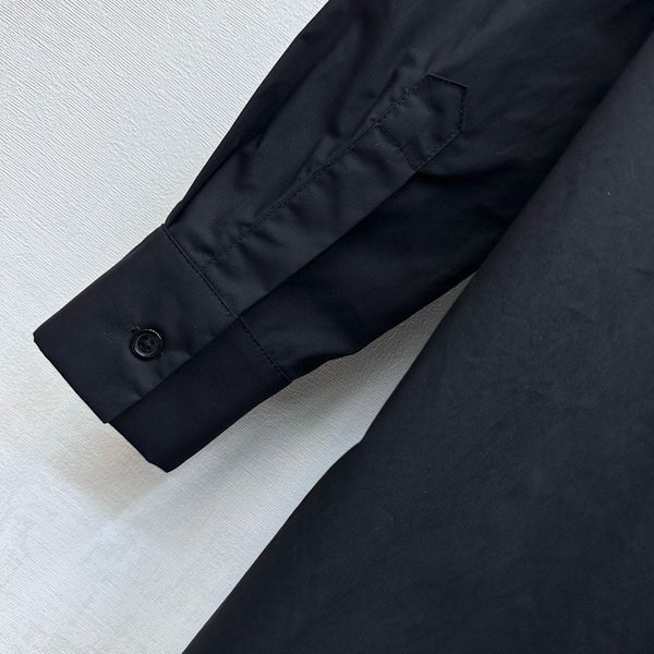 CD SS26 Broadcloth Long Stand Collar Shirt Black Polyester 351872