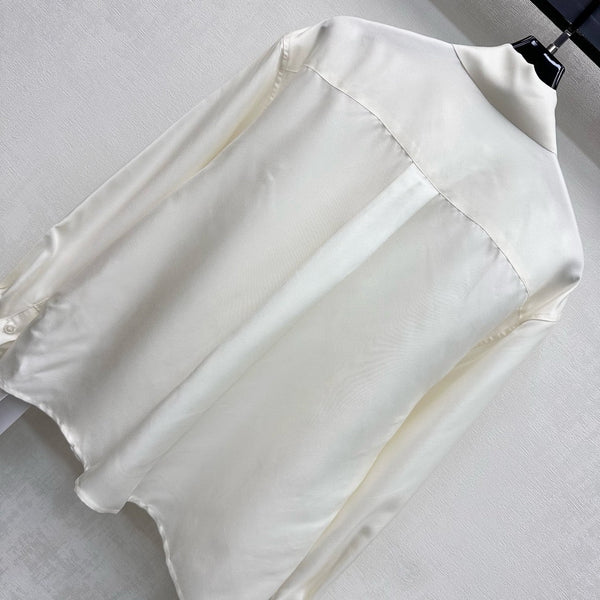 Celine Lavallière Blouse Ecru Mulberry Silk 351849