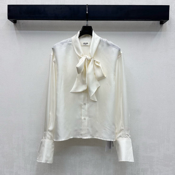 Celine Lavallière Blouse Ecru Mulberry Silk 351849