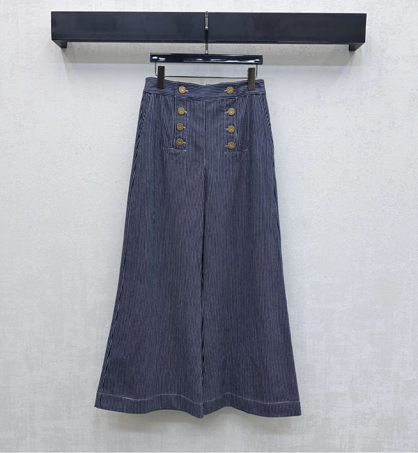 Zimmermann Striped Straight-leg Trousers Twill Cotton 350328