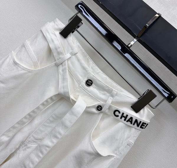 CC Wide-Leg Trousers White Cotton Lyocell 350198