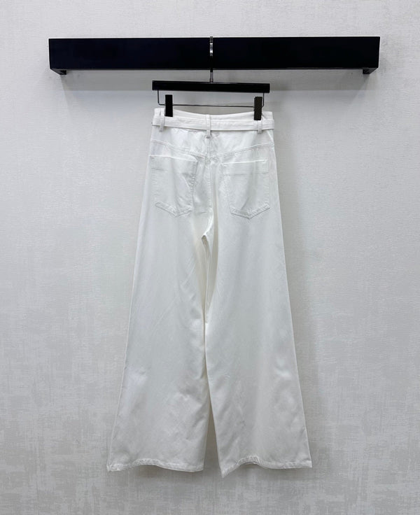 CC Wide-Leg Trousers White Cotton Lyocell 350198