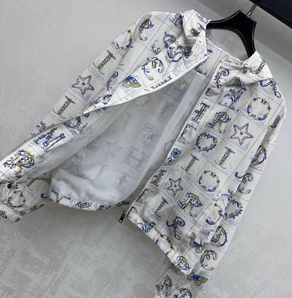 CD 26s Monogrammed Hoodie Set White Navy Blue Polyester Fiber