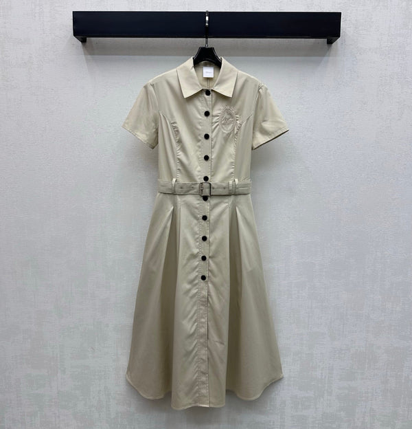 CD 26s Embroidered Logo Dress Beige Cotton Fiber 363826