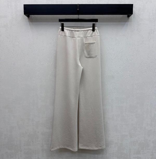 Miu 26s Drawstring Flared Trousers Ivory Polyester 363799