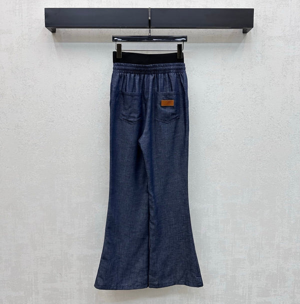 MM6 Wide-Leg Trousers Dark Blue Cotton 372382